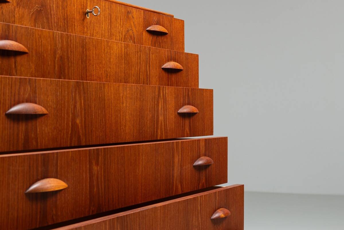 Johannes Sorth chest of drawers in teak Nexo Mobelfabrik Denmark 1960