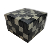 Vintage leather patchwork pouf, 1980s
