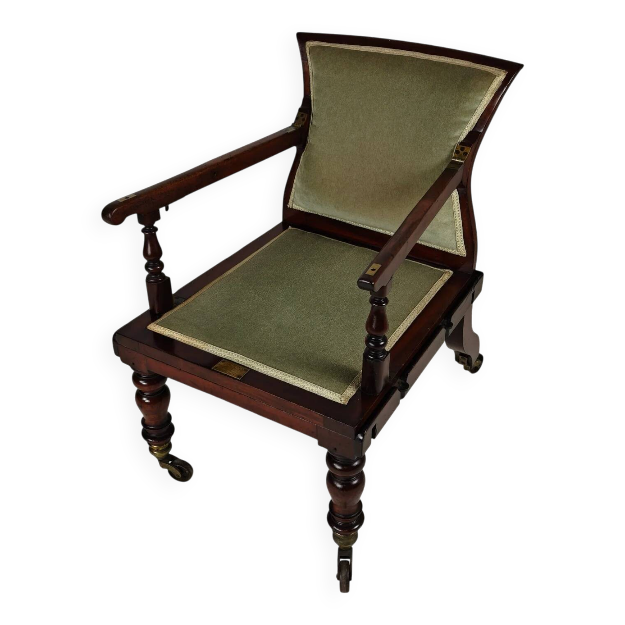 Rare fauteuil ajustable victorien par J. Alderman, Londres
