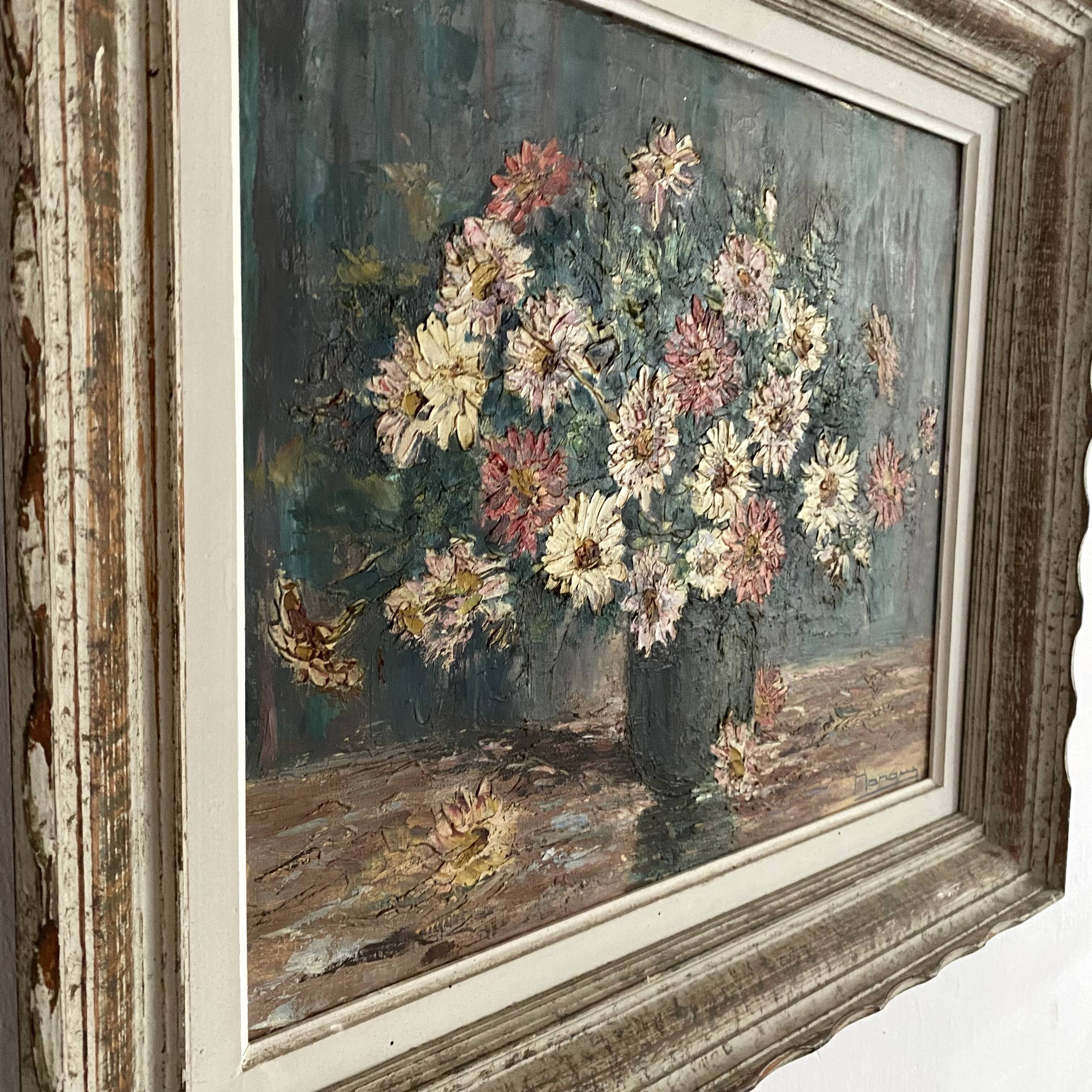 Oil on canvas, still life bouquet of flowers