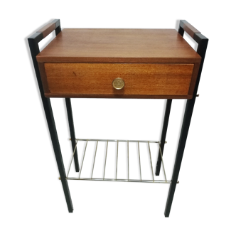 Table de chevet métal et merisier
