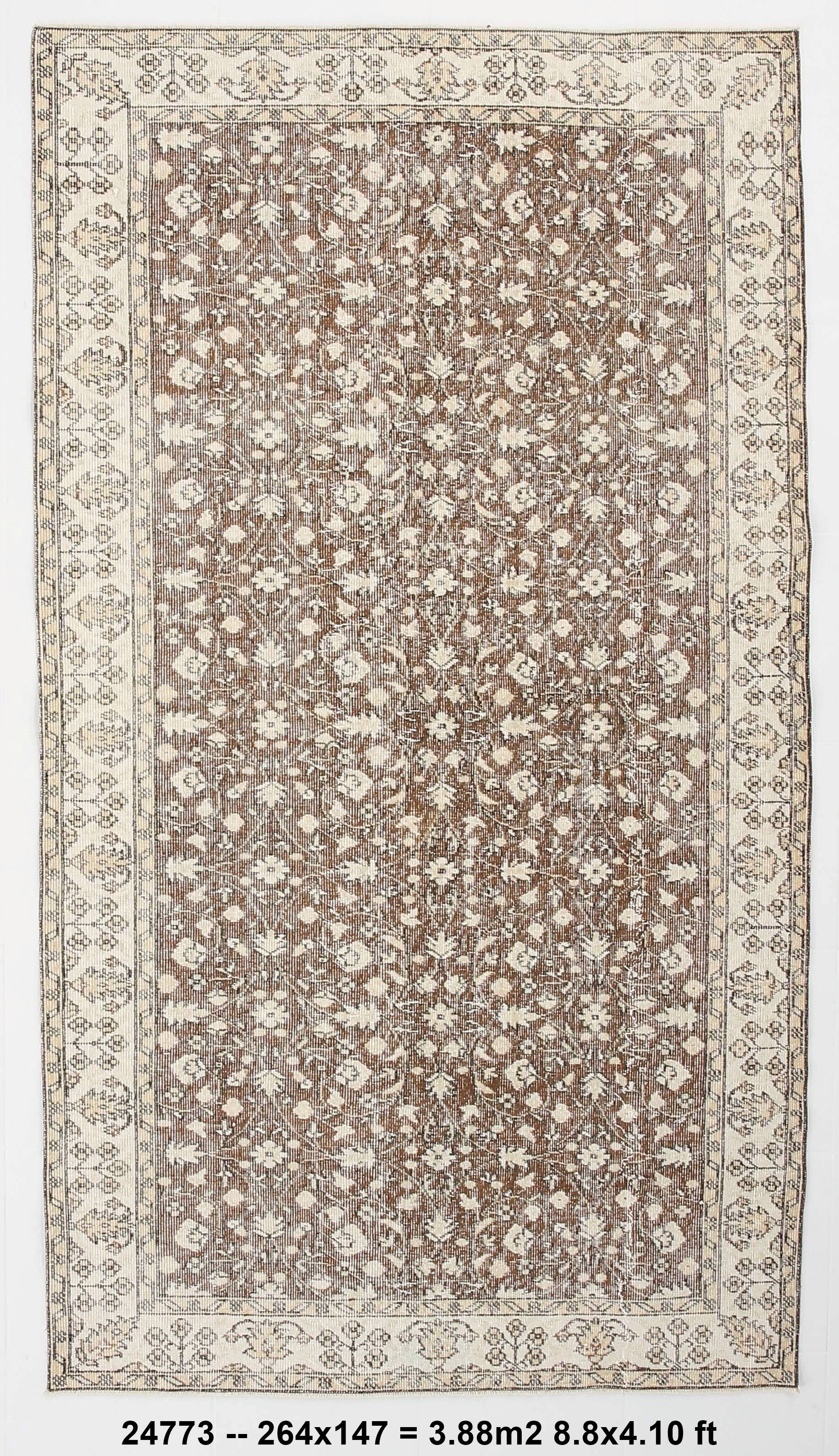 Beige & Brown Floral Persian Rug 147x264Cm SK 24773