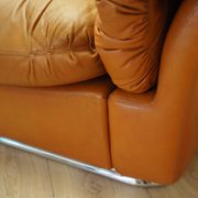 Orange leather sofa, Space Age design, 1960s, production: Italy