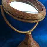 Braided wicker rattan mirror