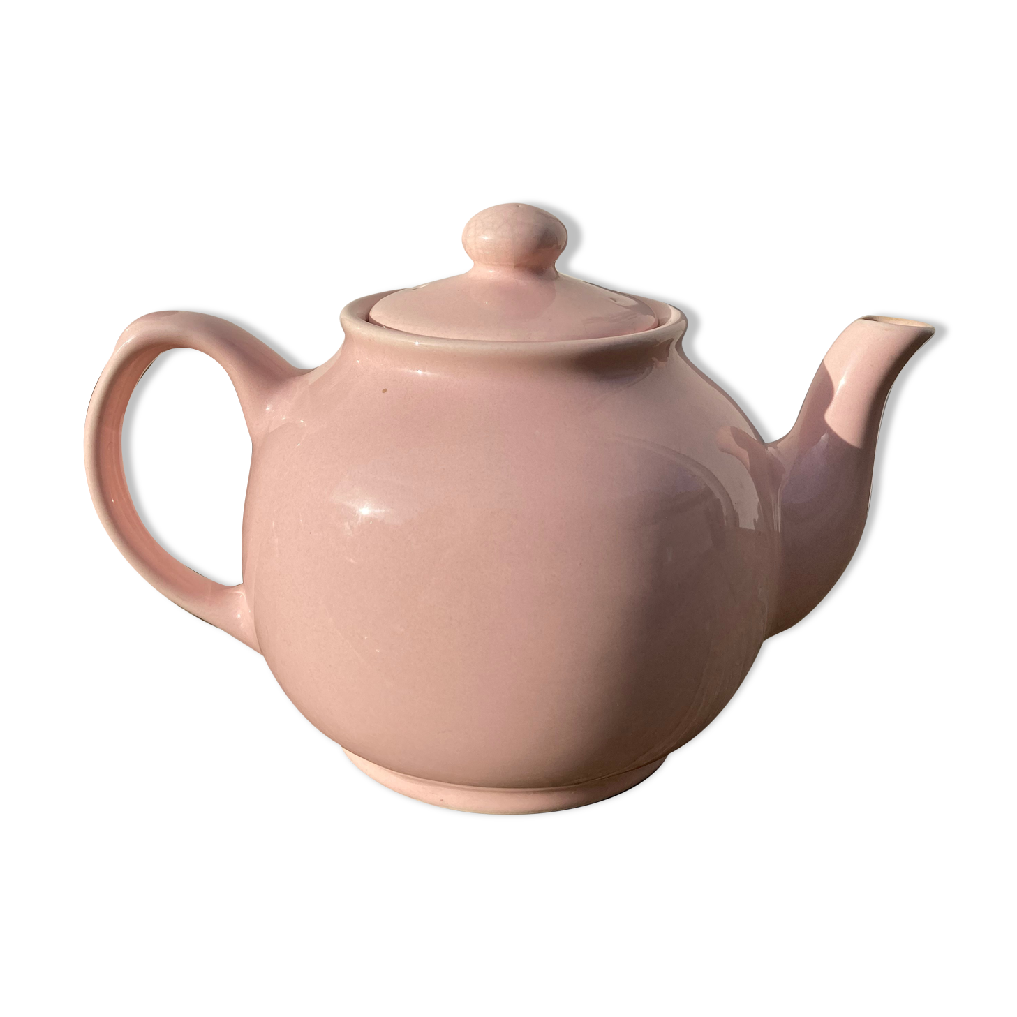 Théière anglaise en céramique rose vintage