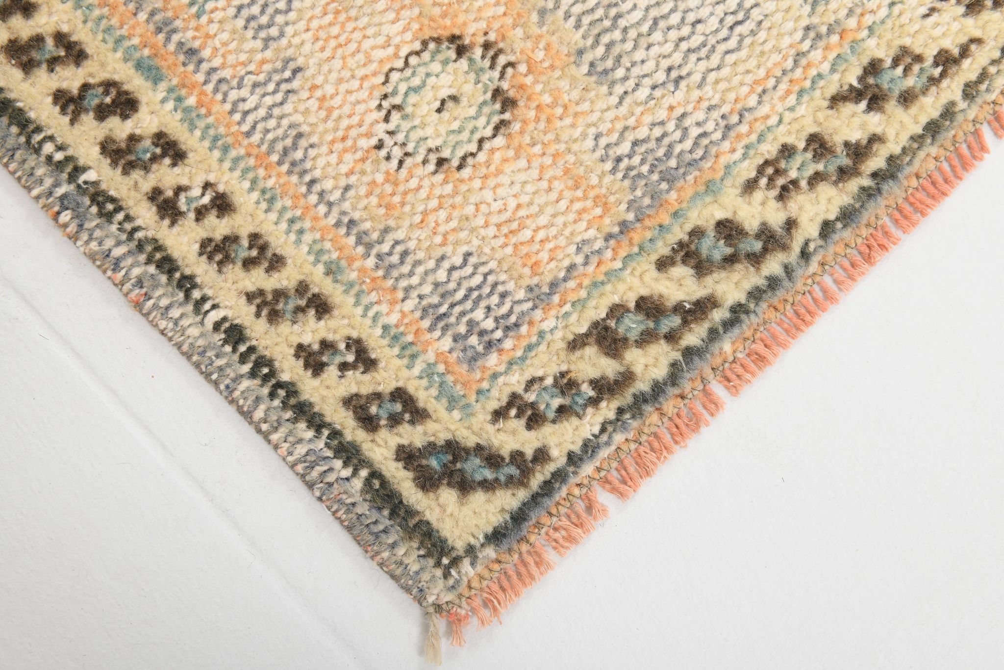 Hand Woven Peach Color Turkish Vintage Rug, 179x288 Cm