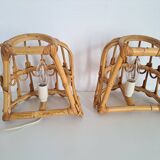 Paire d'appliques en bambou