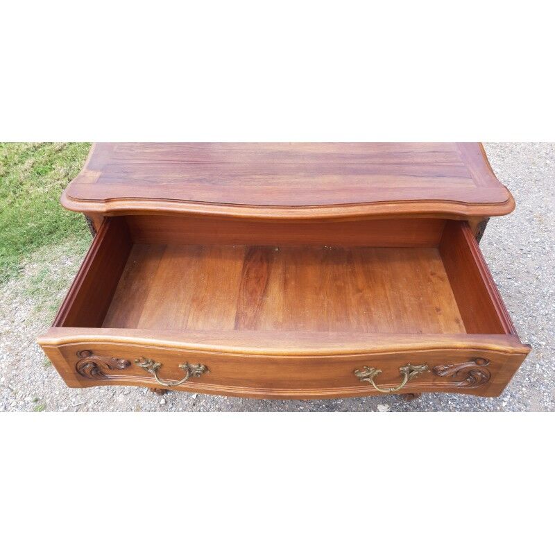 19th Century Walnut and Brass Commode, 3 Drawers