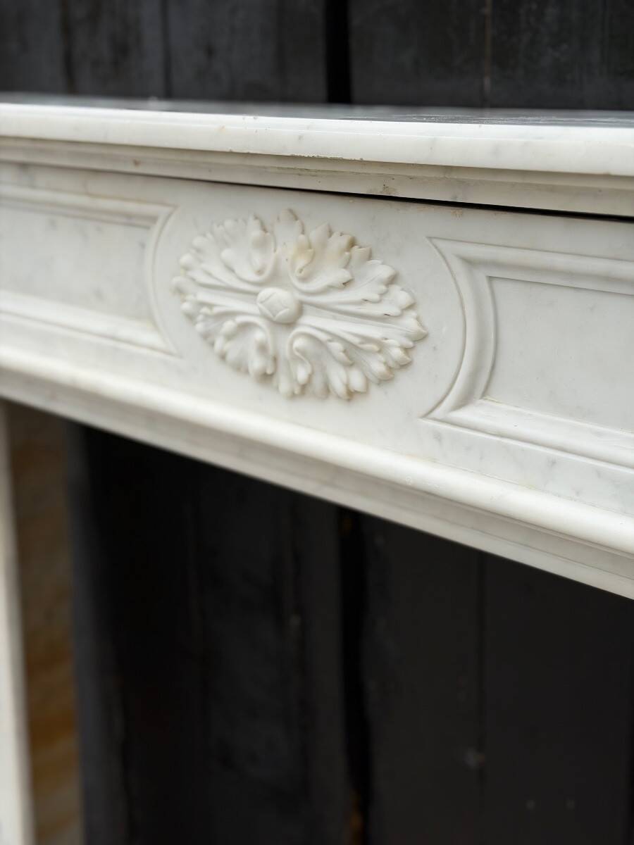 Louis XVI style Carrara marble fireplace circa 1880