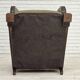 1950s, Danish relax armchair, furniture velour, carved oak wood.