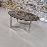 Paul Legeard designer coffee table in smoked glass and chrome
