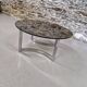 Table basse design Paul Legeard verre fumé et chrome