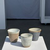 Lot de 3 tasses en céramique indonésienne (noir, mat brun & glacé moucheté)