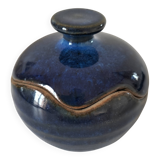 Midnight blue glazed stoneware box – workshop piece, signed