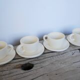 Series of 7 vintage ceramic cups and saucers by Le Pot de Terre