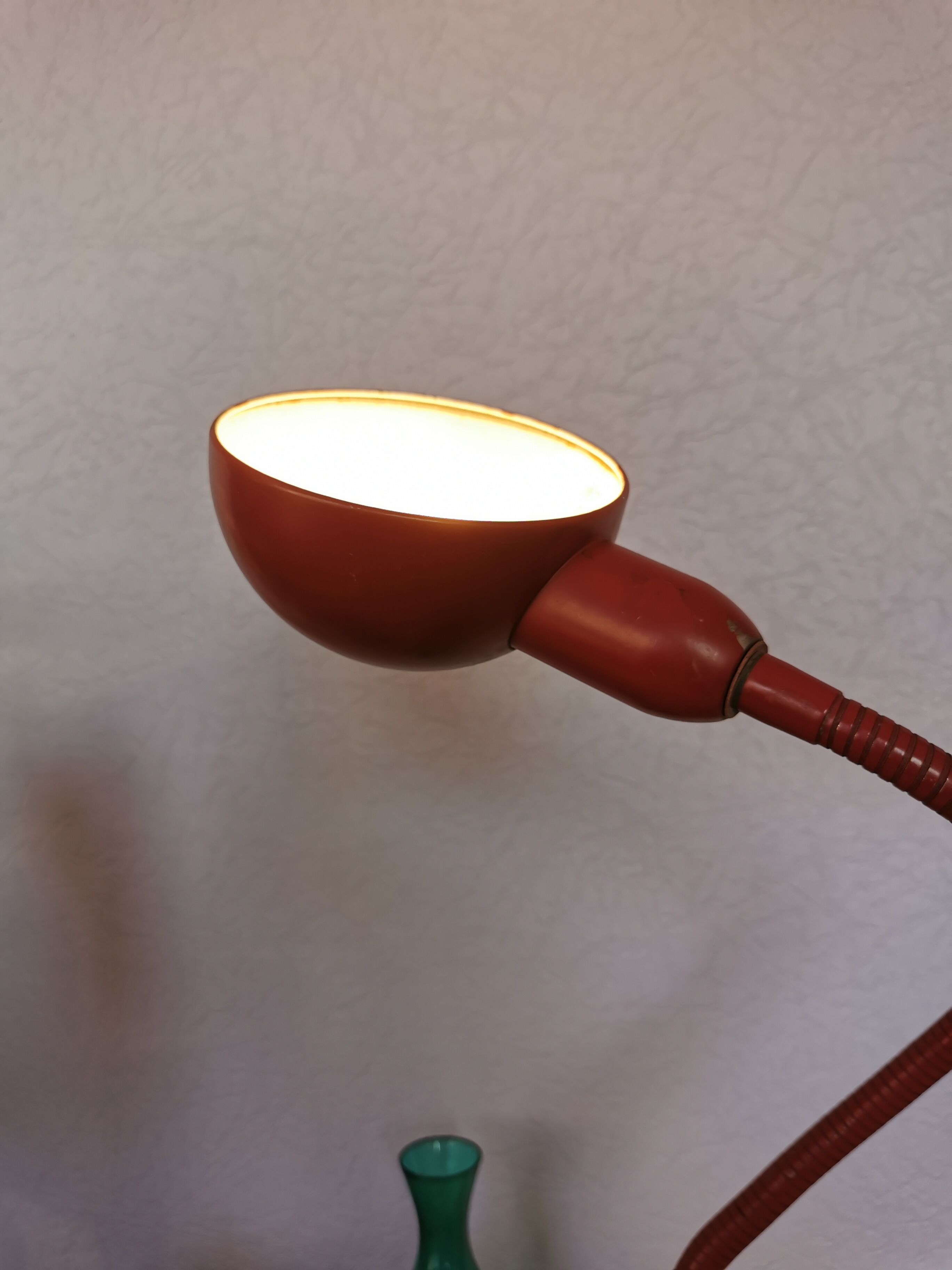 Burgundy flexible casserole lamp, 1960