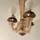 3-light chandelier in Murano glass and gilded brass, 1940.