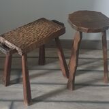 Ensemble de deux tabourets en bois
