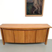 Curved enfilade Maison Regain in solid elm, 1970.