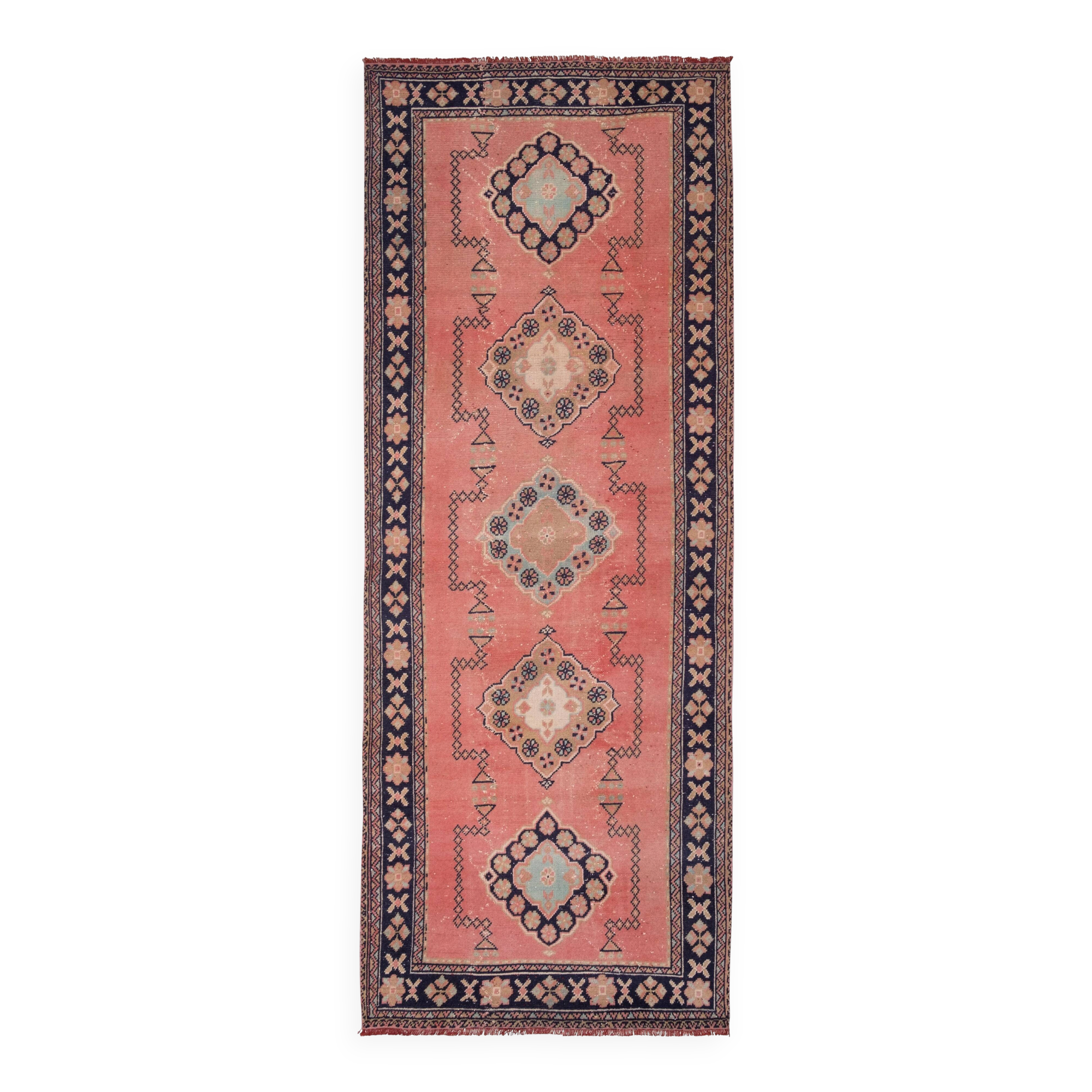 Vintage Turkish hallway rug 139x361 cm