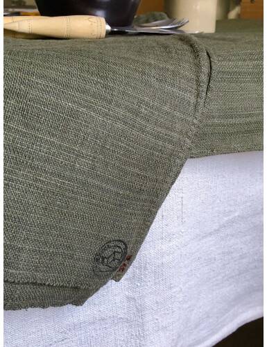 Vintage Hemp Tablecloth Dyed Khaki