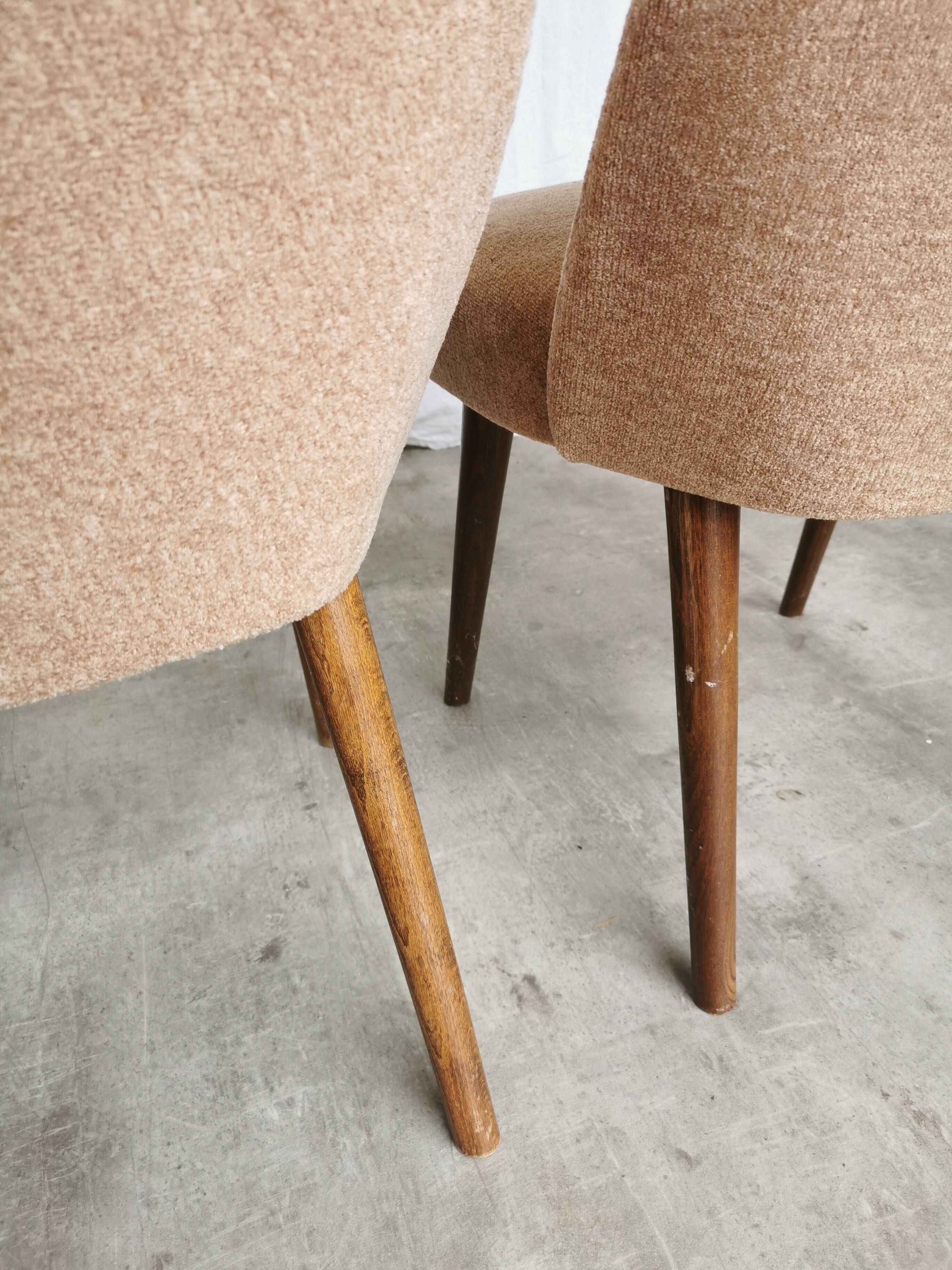 Set of 2 Vintage Mid-Century Lounge Chair: 1970s Yugoslavia, Pink Fabric