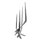 Brutalist candlestick in struck steel