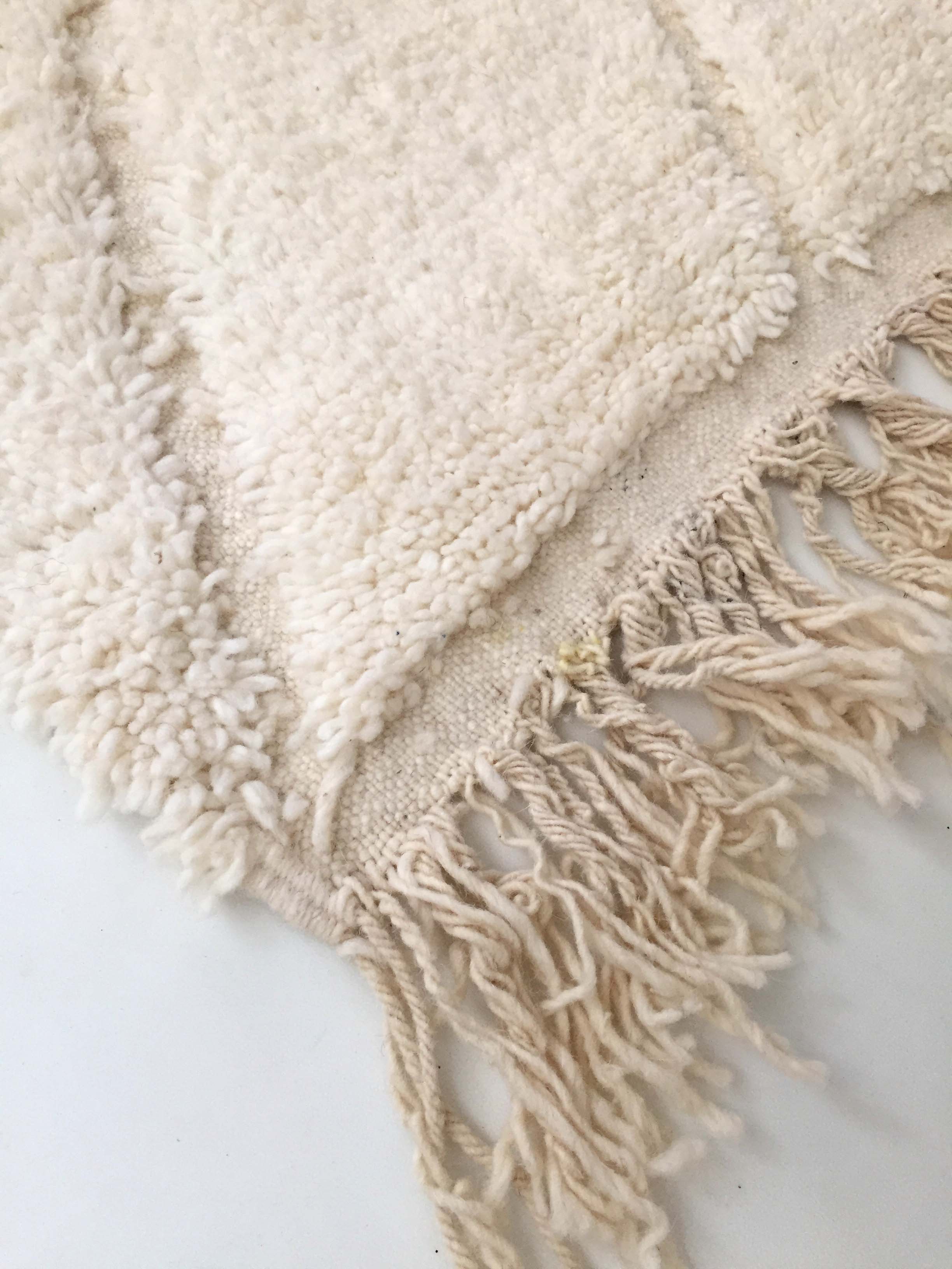 Moroccan berber carpet blessed ouarain ecru with diamond patterns engraved 304x204cm