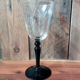 5 large black stemmed glasses arcoroc france, vintage