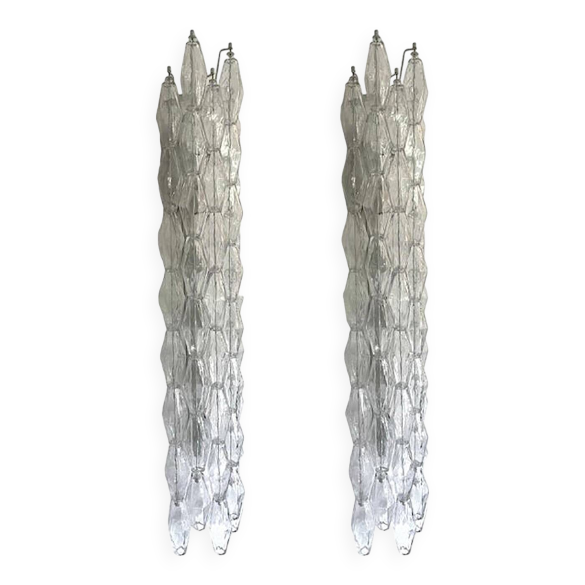 Set of Two Contemporary Shenographic "Poliedro" Murano Glass Wall Sconces