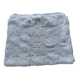 Embroidered crochet tablecloth