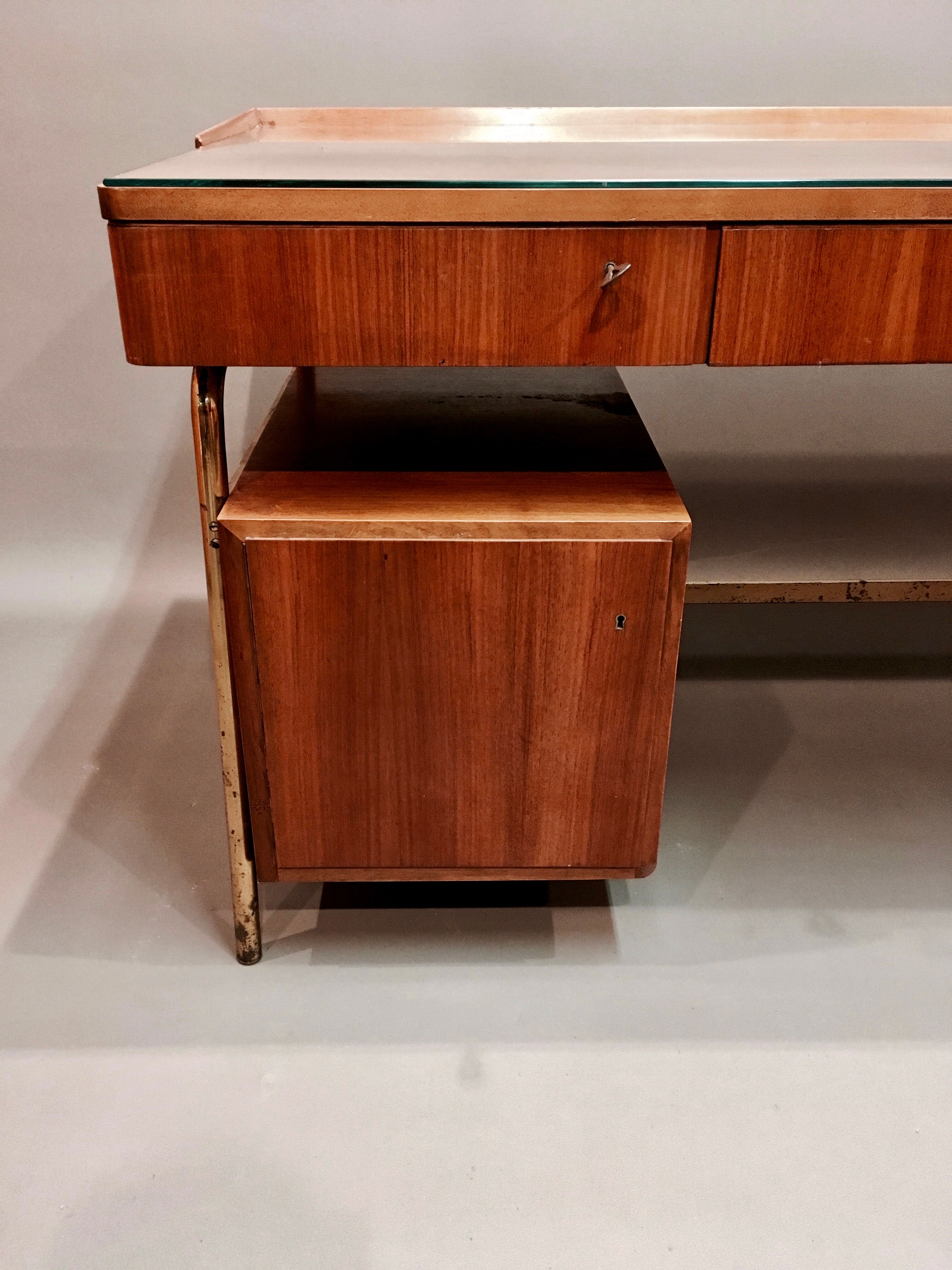 Modular desk rosewood and brass  1950