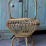 Rattan sewing cart