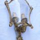 Pair of bronze and glass wall lights