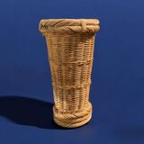 Vintage woven wicker umbrella stand