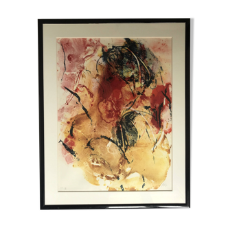 Kim en joong, abstract composition, circa 1990. original ea lithograph signed in pencil