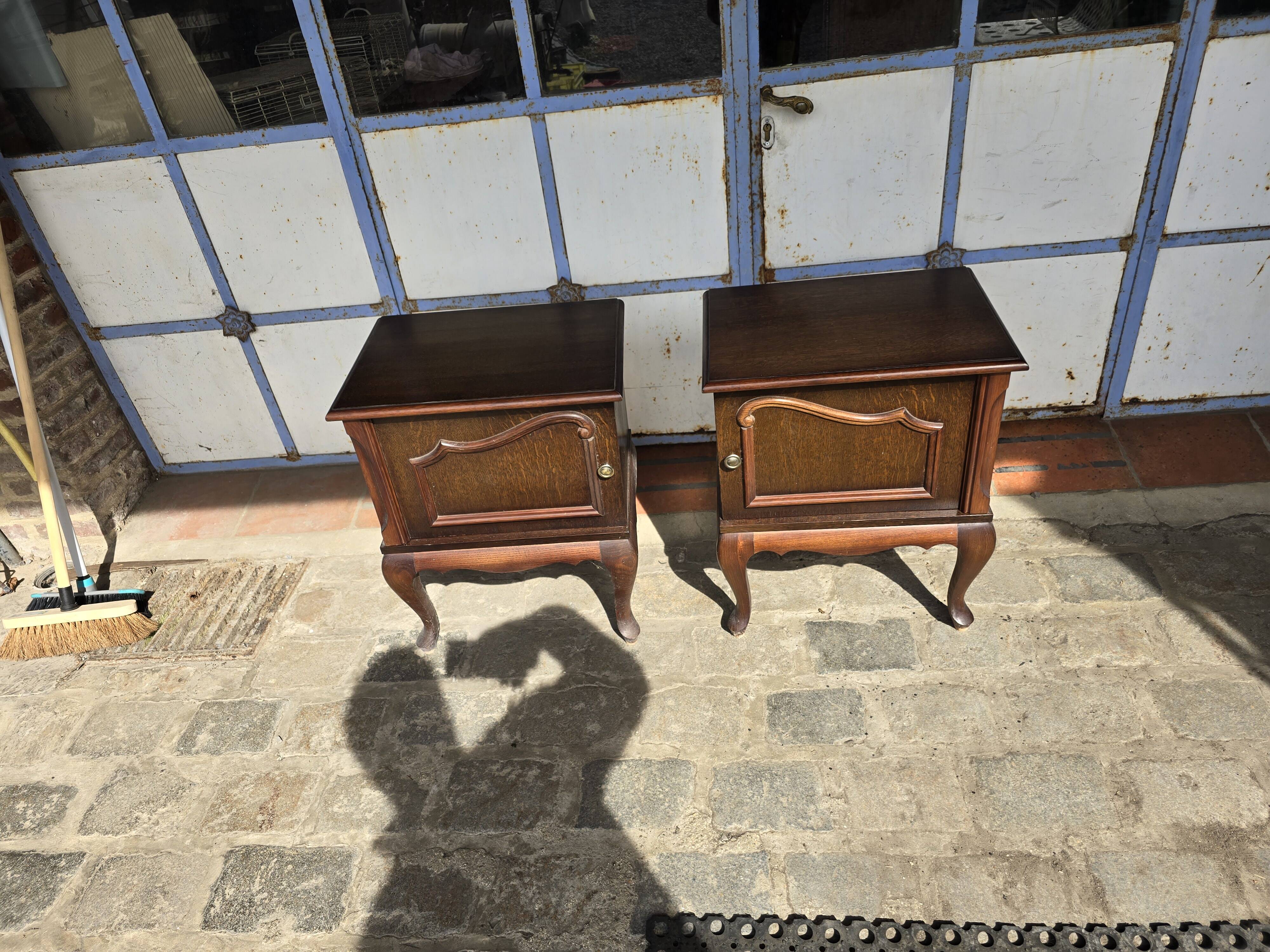 Pair of vintage 1960s oak bedside tables