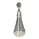 Crystal bottle with silver metal neck rim