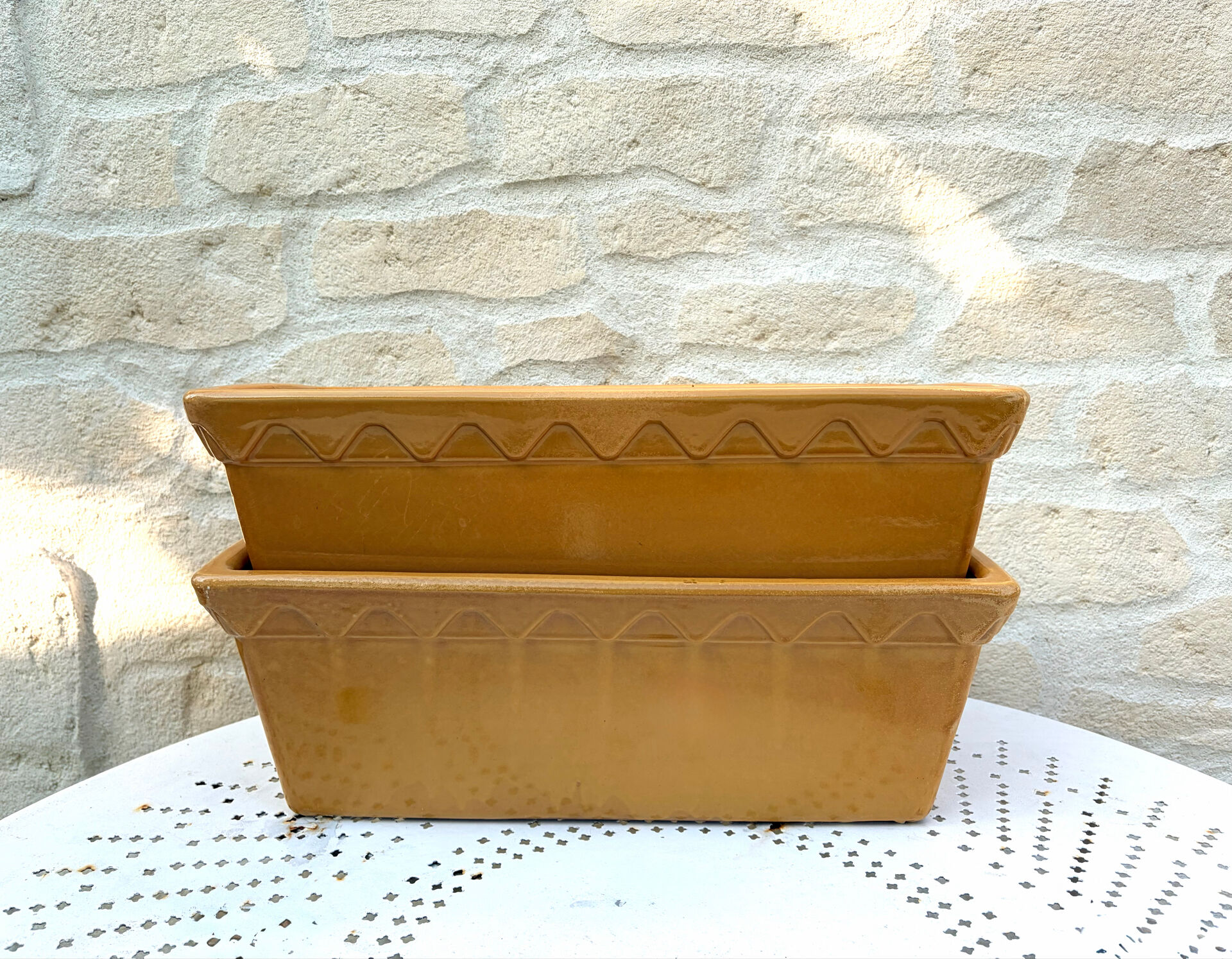 Pair of glazed ceramic planters SILMA Italy - 1970s