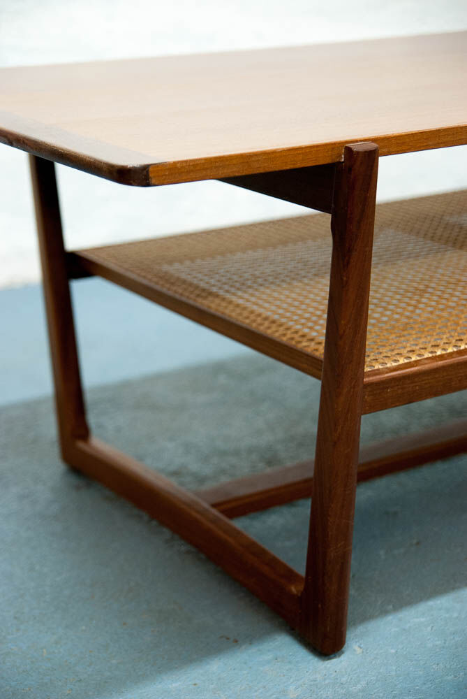 Coffee table teck & caning