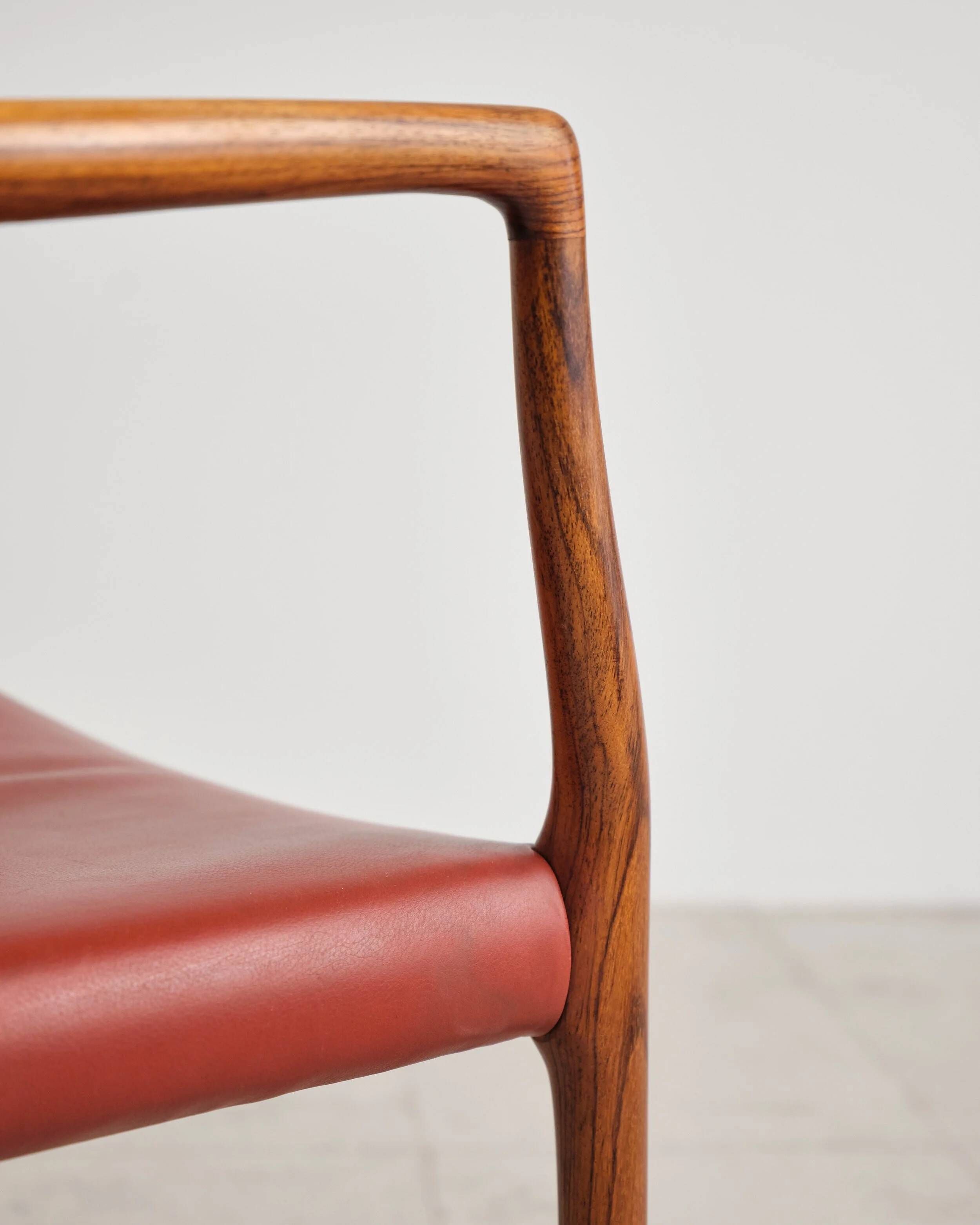 Armchair model 65 in oak and leather by Niels O. Møller, Denmark, 1960s.