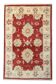 Red Gold Wool Rug, Handmade Floral Oriental Carpet 121x77cm Bedroom Decor