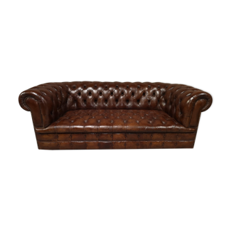 Upholstered chesterfield brown sofa