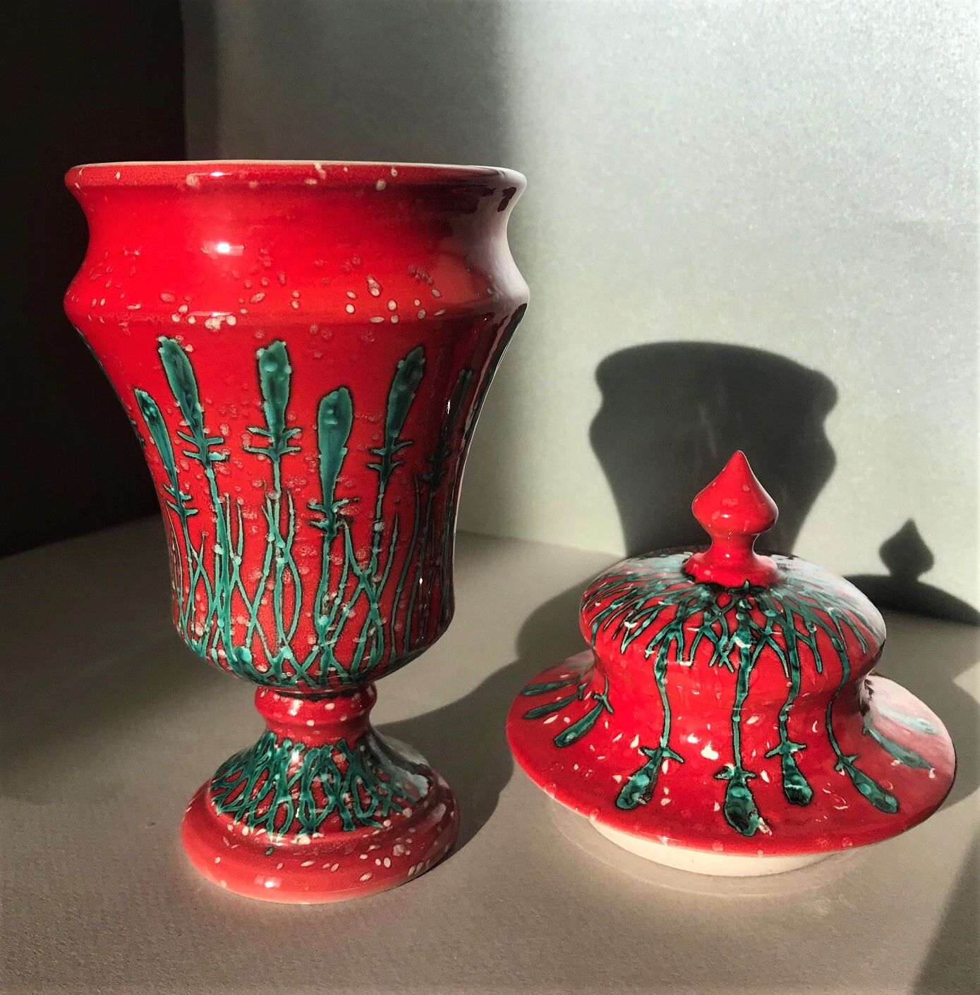 Vintage Italian ceramic lidded vase