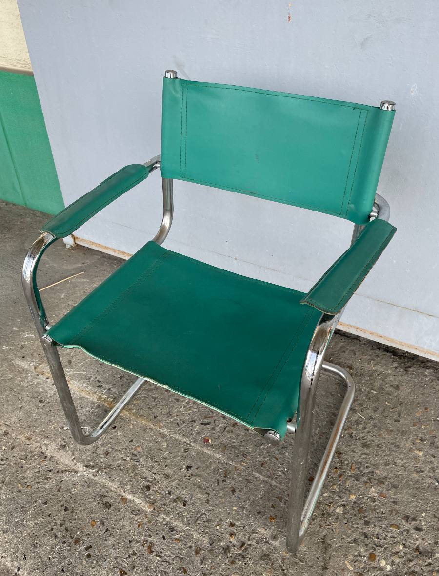 Green leather armchair