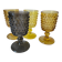 4 vintage stemmed glasses in hobnail glass and smoke colour.