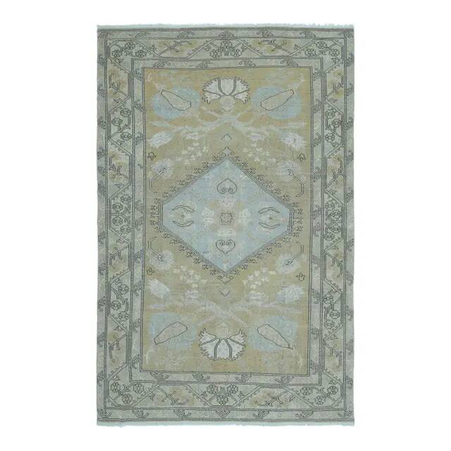 1970s Vintage Turkish Handmade Wool & Cotton Orange Area Rug 203x313