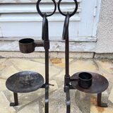 Vintage brutalist steel candle holder