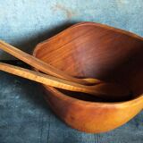 Teak bowl and its matching salad cutlery