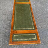 Table basse victorienne extensible en bois massif d'acajou et cuir vert